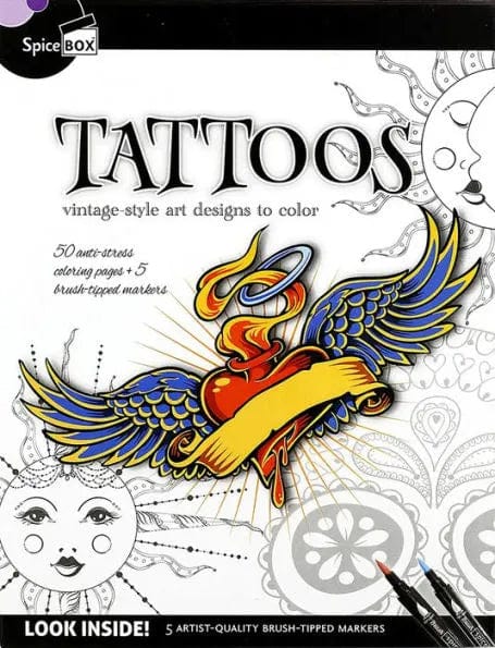 Marissa's Books & Gifts, LLC 628992008523 Spicebox: Tattoos Vintage-Style Art Designs to Color
