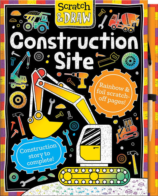 Marissa's Books & Gifts, LLC 9781787006102 Hardcover Scratch and Draw Construction Site