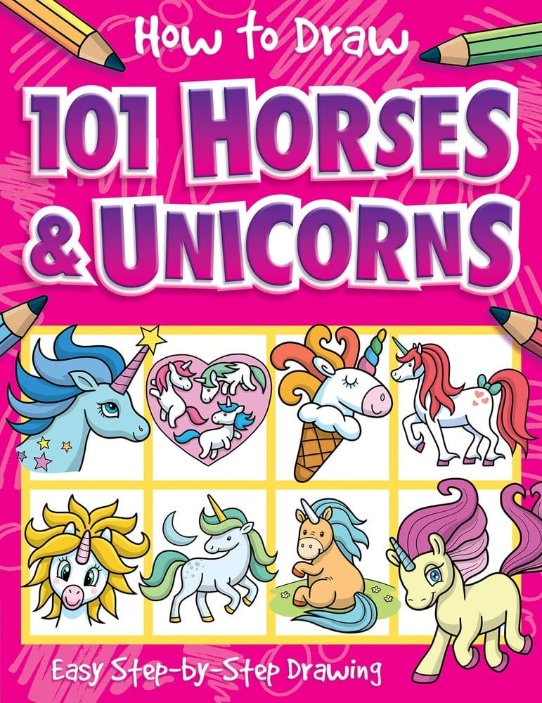 Marissa's Books & Gifts, LLC 9781789581898 How to Draw 101 Horses and Unicorns: Easy Step-by-Step Drawing