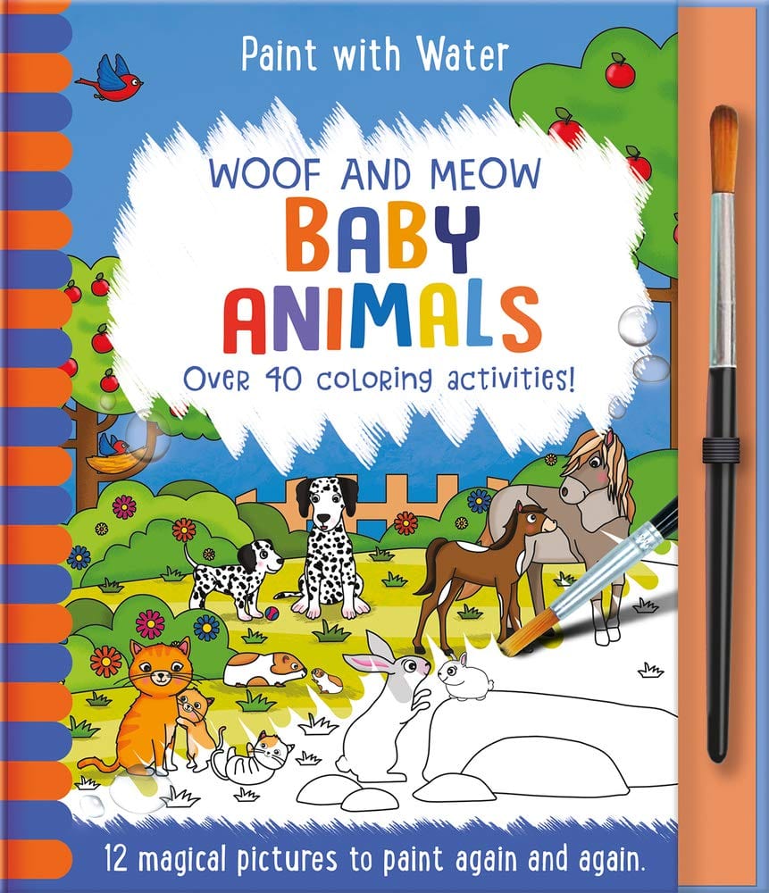 Marissa's Books & Gifts, LLC 9781789588934 Hardcover Woof and Meow Baby Animals: Paint with Water