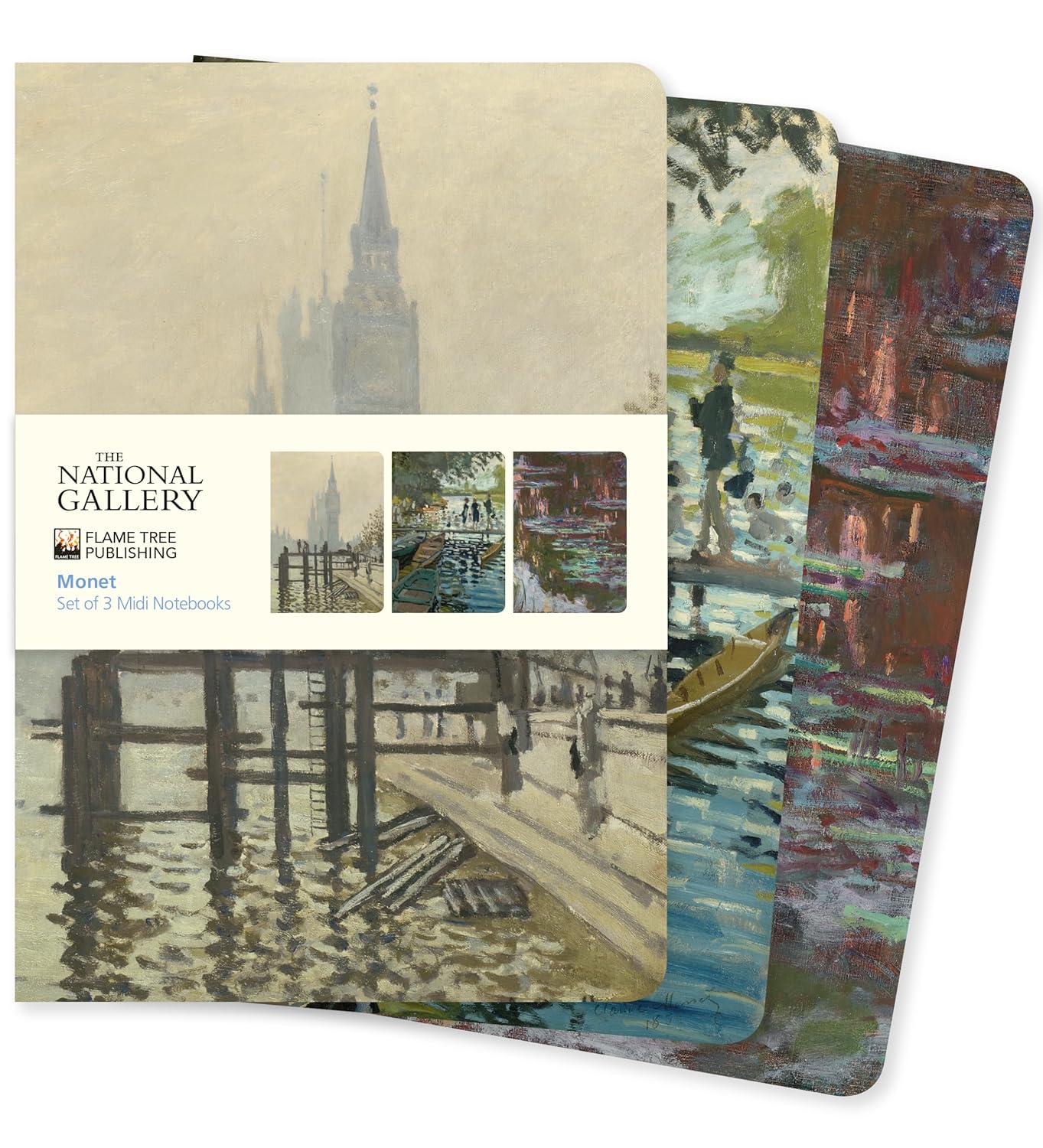 Marissa's Books & Gifts, LLC 9781804179222 Notebooks National Gallery: Monet Set of 3 MIDI Notebooks
