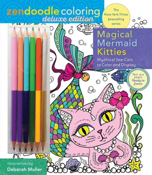 Marissa's Books & Gifts, LLC 9781250141576 Zendoodle Coloring: Magical Mermaid Kitties: Deluxe Edition with Pencils