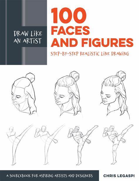 Marissa's Books & Gifts, LLC 9781631597107 Draw Like an Artist: 100 Faces and Figures: Step-by-Step Realistic Line Drawing *A Sketching Guide for Aspiring Artists and Designers*