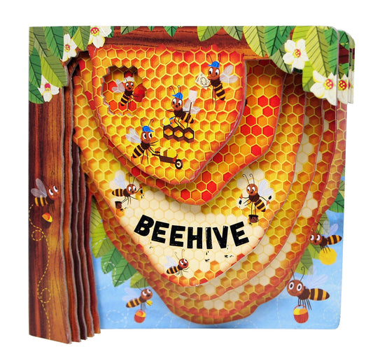 Marissa's Books & Gifts, LLC 9781641240864 Beehive (Happy Fox Books) One-of-a-Kind Board Book Teaches Kids Ages 2 to 5 about Bees, Exploring More Deeply into a Hive with Every Turn of the Page; Educational Facts, Vocabulary Words, and More