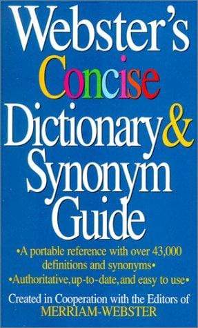 Marissa's Books & Gifts, LLC 9781892859280 Webster's Concise Dictionary And Synonym Guide