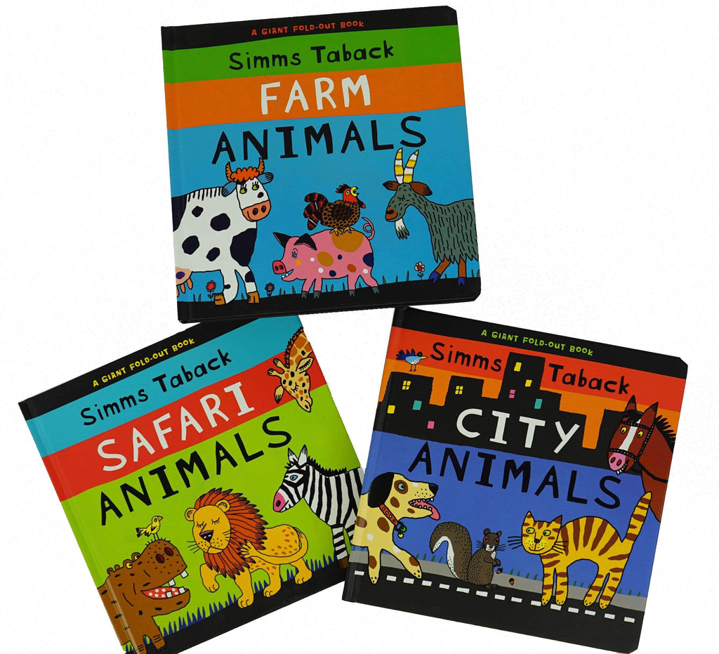 Marissa's Books & Gifts, LLC A Giant Fold-Out Book - 3 Books Set (Safari Animals, Farm Animals, and City Animals)