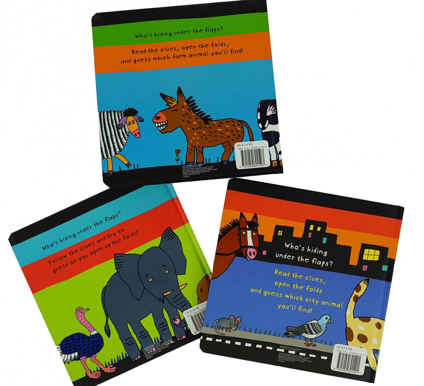 Marissa's Books & Gifts, LLC A Giant Fold-Out Book - 3 Books Set (Safari Animals, Farm Animals, and City Animals)