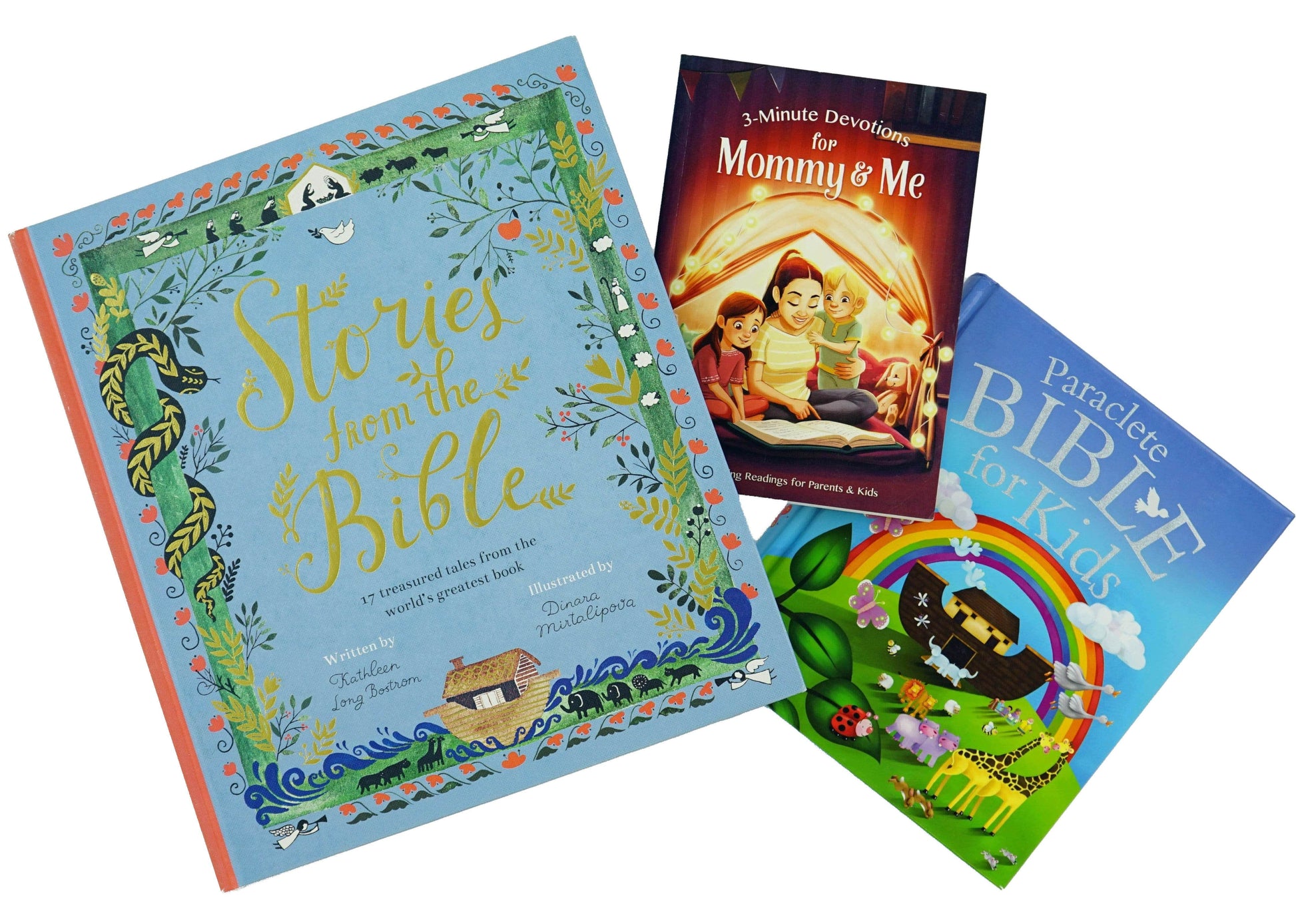 Marissa's Books & Gifts, LLC Kids Bible Studies - 3 Book Set (3-Minute Devotions for Mommy & Me, Paraclete Bible for Kids, Stories from the Bible)