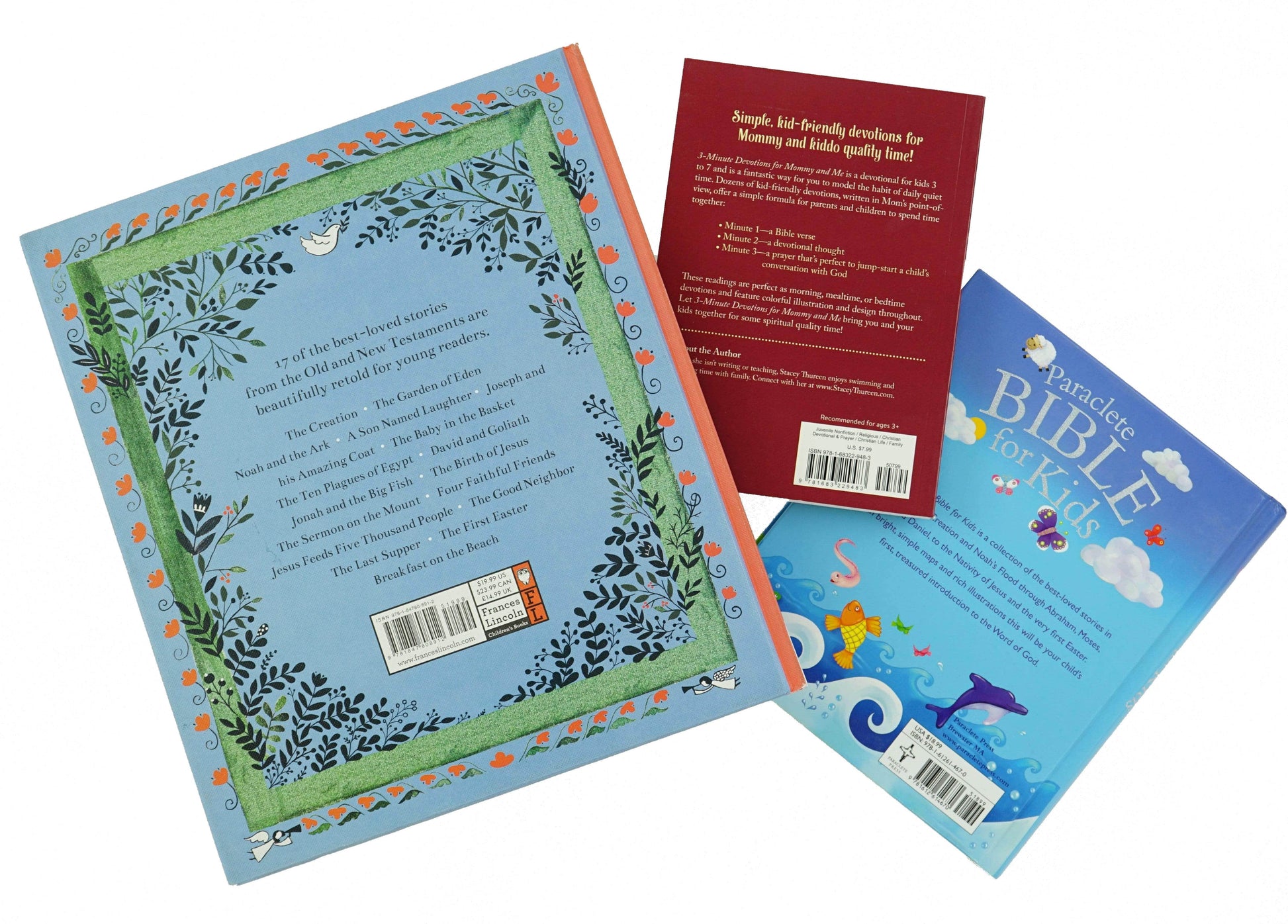 Marissa's Books & Gifts, LLC Kids Bible Studies - 3 Book Set (3-Minute Devotions for Mommy & Me, Paraclete Bible for Kids, Stories from the Bible)