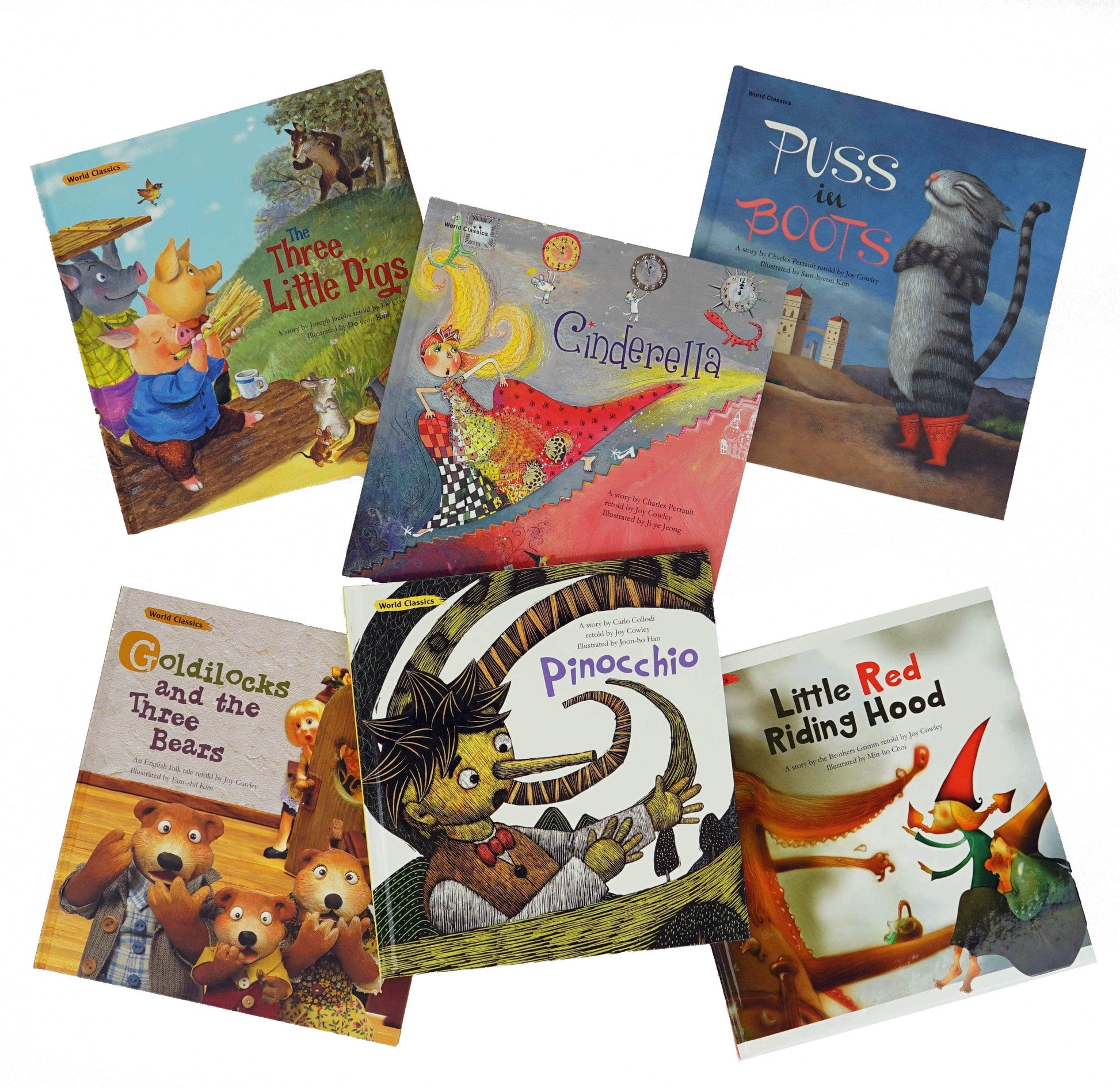 Marissa's Books & Gifts, LLC World Classics - 6 Book Set (Pinocchio, Puss in Boots, The Three Little Pigs, Cinderella, Little Red Riding Hood, and Goldilocks and the Three Bears)